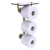  Dottingham Collection 3-Roll Toilet Paper Holder with Glass Shelf in Antique Brass, 8-1/2'' W x 7-13/16'' D x 15-5/8'' H