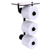  Dottingham Collection 3-Roll Toilet Paper Holder with Glass Shelf in Matte Black, 8-1/2'' W x 7-13/16'' D x 15-5/8'' H