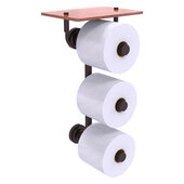  Dottingham Collection 3-Roll Toilet Paper Holder with Wood Shelf in Antique Bronze, 8-1/2'' W x 7-13/16'' D x 15-5/8'' H