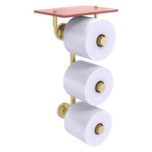  Dottingham Collection 3-Roll Toilet Paper Holder with Wood Shelf in Satin Brass, 8-1/2'' W x 7-13/16'' D x 15-5/8'' H