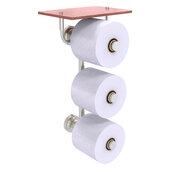  Dottingham Collection 3-Roll Toilet Paper Holder with Wood Shelf in Satin Nickel, 8-1/2'' W x 7-13/16'' D x 15-5/8'' H