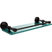  Dottingham 16 Inch Glass Shelf with Gallery Rail, Oil Rubbed Bronze