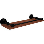  Dottingham Collection 16 Inch Solid IPE Ironwood Shelf with Gallery Rail, Matte Black