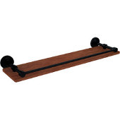  Dottingham Collection 22 Inch Solid IPE Ironwood Shelf with Gallery Rail, Matte Black