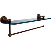  Dottingham Collection Paper Towel Holder with 16 Inch Glass Shelf, Antique Brass