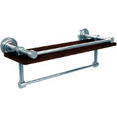  Dottingham Collection 16 Inch IPE Ironwood Shelf with Gallery Rail and Towel Bar, Polished Chrome