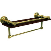  Dottingham Collection 16 Inch IPE Ironwood Shelf with Gallery Rail and Towel Bar, Unlacquered Brass