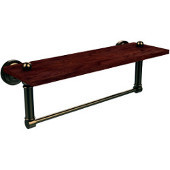  Dottingham Collection 16 Inch Solid IPE Ironwood Shelf with Integrated Towel Bar, Brushed Bronze