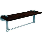  Dottingham Collection 16 Inch Solid IPE Ironwood Shelf with Integrated Towel Bar, Satin Chrome
