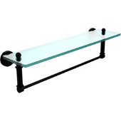  Dottingham 22 Inch Glass Vanity Shelf with Integrated Towel Bar, Matte Black