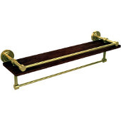  Dottingham Collection 22 Inch IPE Ironwood Shelf with Gallery Rail and Towel Bar, Unlacquered Brass