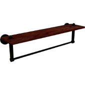  Dottingham Collection 22 Inch Solid IPE Ironwood Shelf with Integrated Towel Bar, Antique Bronze