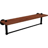  Dottingham Collection 22 Inch Solid IPE Ironwood Shelf with Integrated Towel Bar, Matte Black