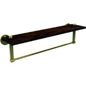  Dottingham Collection 22 Inch Solid IPE Ironwood Shelf with Integrated Towel Bar, Polished Brass