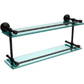  Dottingham 22 Inch Double Glass Shelf with Gallery Rail, Oil Rubbed Bronze
