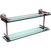  Dottingham 22 Inch Double Glass Shelf with Gallery Rail, Polished Chrome