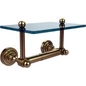  Dottingham Collection Two Post Toilet Tissue Holder with Glass Shelf, Satin Brass