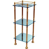  Three Tier Etagere with 14 Inch x 14 Inch Shelves, Unlacquered Brass