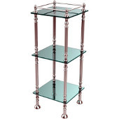  Three Tier Etagere with 14 Inch x 14 Inch Shelves, Polished Chrome