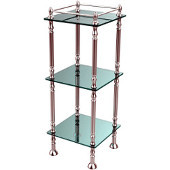  Three Tier Etagere with 14 Inch x 14 Inch Shelves, Satin Chrome