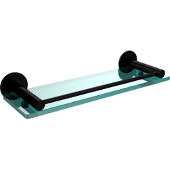 Fresno Collection 16 Inch Glass Shelf with Vanity Rail, Matte Black
