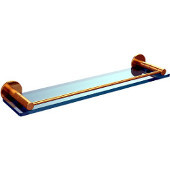  Fresno Collection 22 Inch Glass Shelf with Vanity Rail, Unlacquered Brass