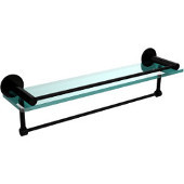  Fresno Collection 22 Inch Glass Shelf with Vanity Rail and Integrated Towel Bar, Matte Black