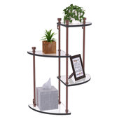  Foxtrot Collection 4-Tier Glass Wall Shelf in Antique Copper, 16'' W x 8-1/2'' D x 22'' H