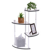  Foxtrot Collection 4-Tier Glass Wall Shelf in Polished Chrome, 16'' W x 8-1/2'' D x 22'' H