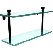  Foxtrot Collection 16 Inch Two Tiered Glass Shelf, Matte Black