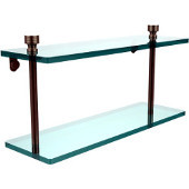  Foxtrot Collection 16'' Double Glass Shelf, Premium Finish, Antique Pewter