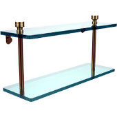  Foxtrot Collection 16'' Double Glass Shelf, Premium Finish, Satin Brass