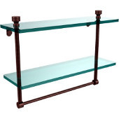  Foxtrot Collection 16'' Double Glass Shelf with Towel Bar, Premium Finish, Antique Copper