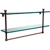  Foxtrot Collection 22'' Double Glass Shelf with Towel Bar, Premium Finish, Antique Pewter
