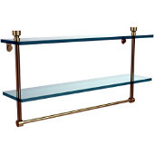  Foxtrot Collection 22'' Double Glass Shelf with Towel Bar, Premium Finish, Satin Brass