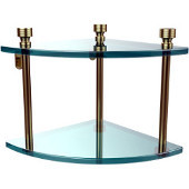  Foxtrot Collection Two Tier Corner Glass Shelf, Satin Brass