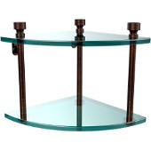  Foxtrot Collection Two Tier Corner Glass Shelf, Venetian Bronze