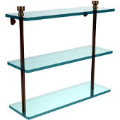  Foxtrot Collection 16'' Triple Glass Shelf, Premium Finish, Brushed Bronze
