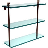  Foxtrot Collection 16'' Triple Glass Shelf, Premium Finish, Antique Pewter