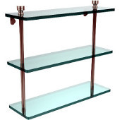  Foxtrot Collection 16'' Triple Glass Shelf, Premium Finish, Polished Nickel