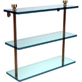  Foxtrot Collection 16'' Triple Glass Shelf, Premium Finish, Satin Brass