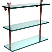  Foxtrot Collection 16'' Triple Glass Shelf, Premium Finish, Satin Nickel