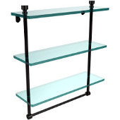  Foxtrot Collection 16 Inch Triple Tiered Glass Shelf with Integrated Towel Bar, Oil Rubbed Bronze