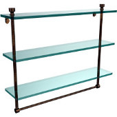  Foxtrot Collection 22 Inch Triple Tiered Glass Shelf with Integrated Towel Bar, Venetian Bronze