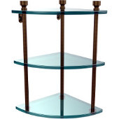  Foxtrot Collection Triple Corner Glass Shelf, Premium Finish, Antique Brass
