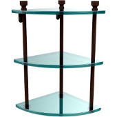  Foxtrot Collection Triple Corner Glass Shelf, Premium Finish, Rustic Bronze