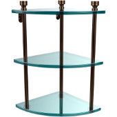  Foxtrot Collection Triple Corner Glass Shelf, Premium Finish, Brushed Bronze