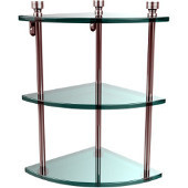  Foxtrot Collection Triple Corner Glass Shelf, Standard Finish, Polished Chrome