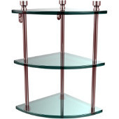  Foxtrot Collection Triple Corner Glass Shelf, Premium Finish, Satin Chrome