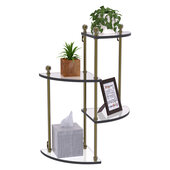  Mambo Collection 4-Tier Glass Wall Shelf in Antique Brass, 16'' W x 8-1/2'' D x 22'' H